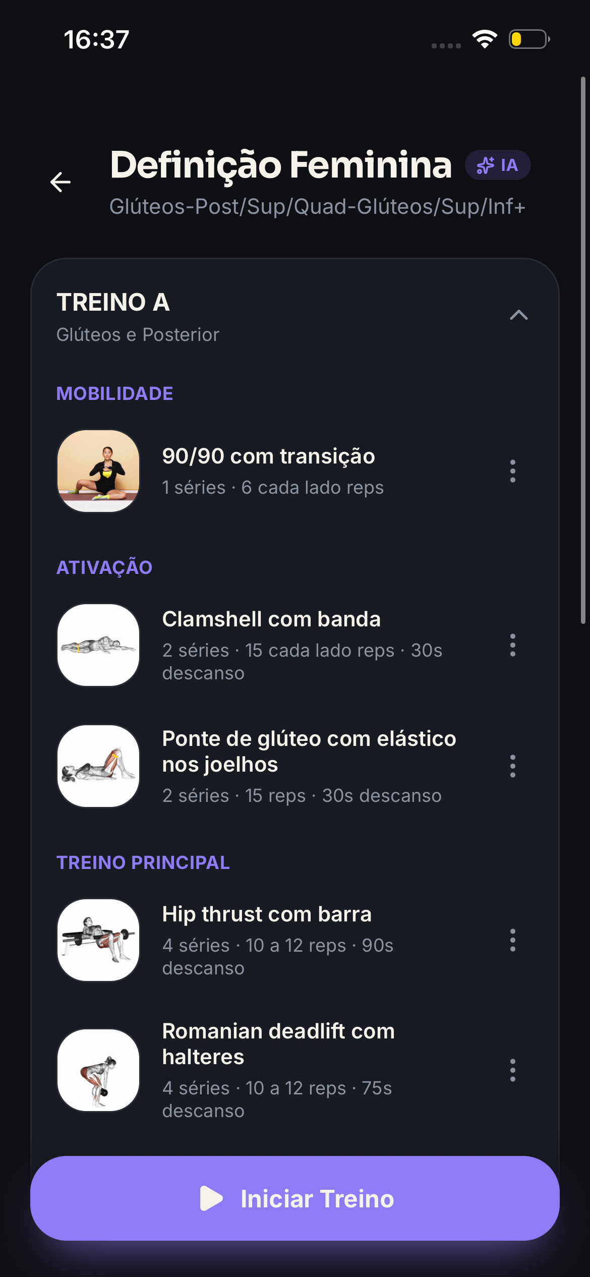 Tela de treino gerado por inteligência artificial do Flow Studio